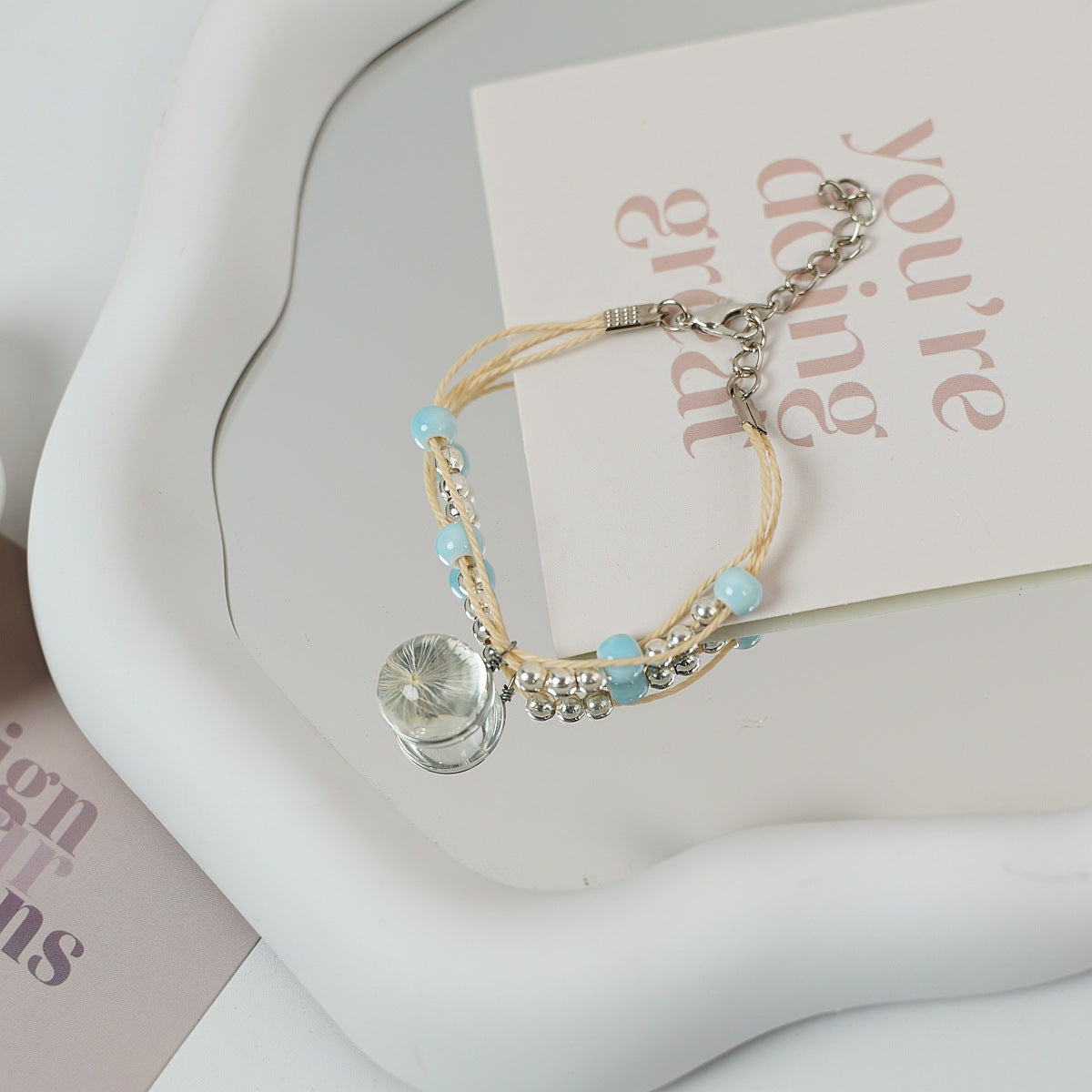 Ceramic Floral Charm Bracelet for Women