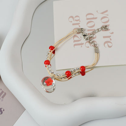 Ceramic Floral Charm Bracelet for Women