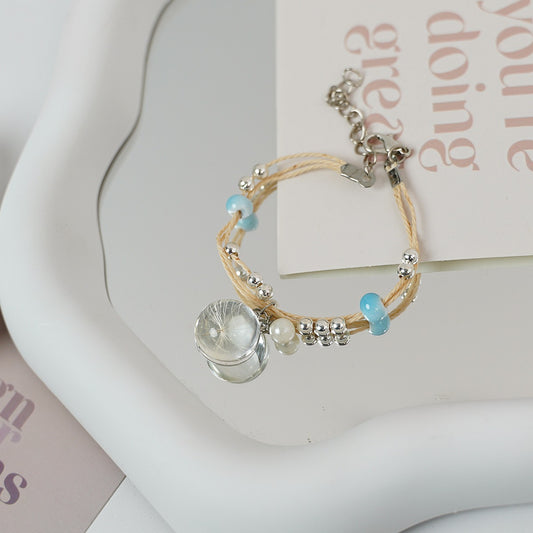 Ceramic Floral Charm Bracelet for Women