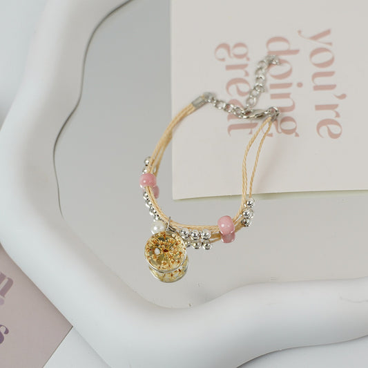 Ceramic Floral Charm Bracelet for Women