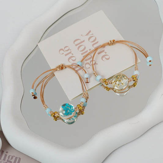 Ceramic Floral Charm Bracelet for Women