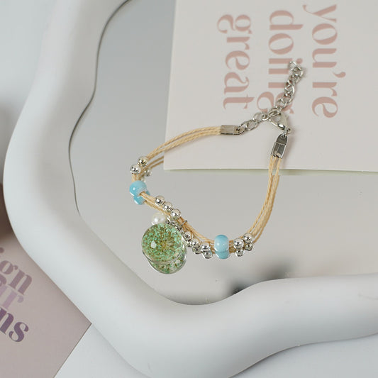 Ceramic Floral Charm Bracelet for Women