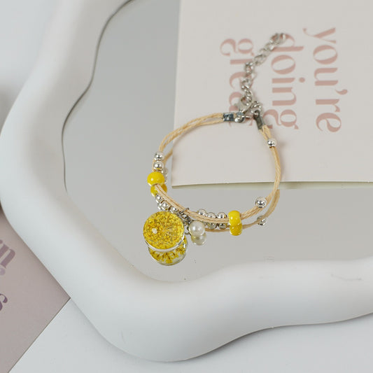 Ceramic Floral Charm Bracelet for Women