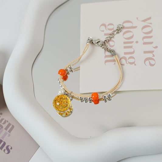 Ceramic Floral Charm Bracelet for Women