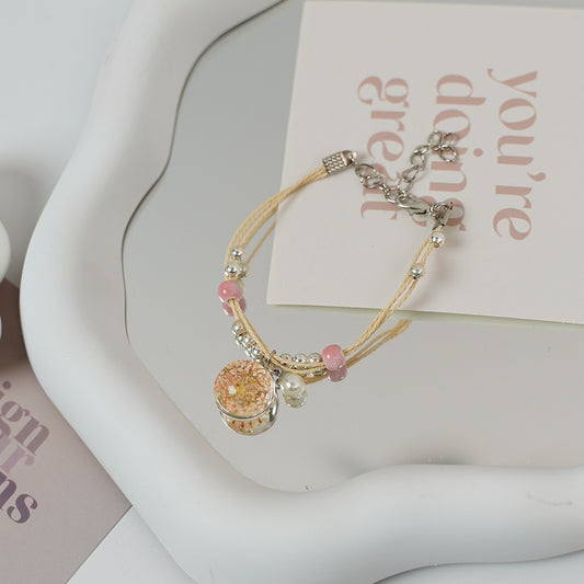 Ceramic Floral Charm Bracelet for Women