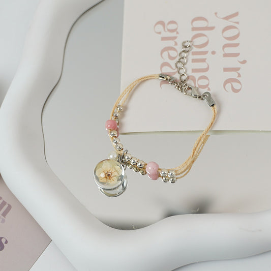 Ceramic Floral Charm Bracelet for Women
