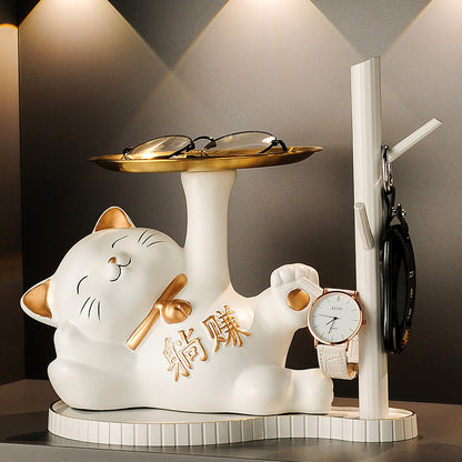 Ceramic Lucky Cat Key Holder Home Decor