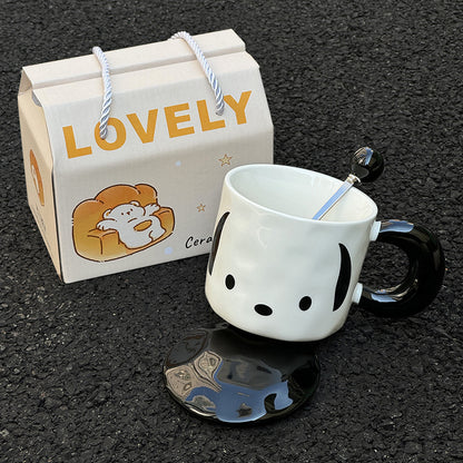Ceramic Mug with Lid and Spoon