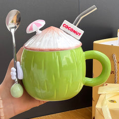 Coconut Pink Lid Straw