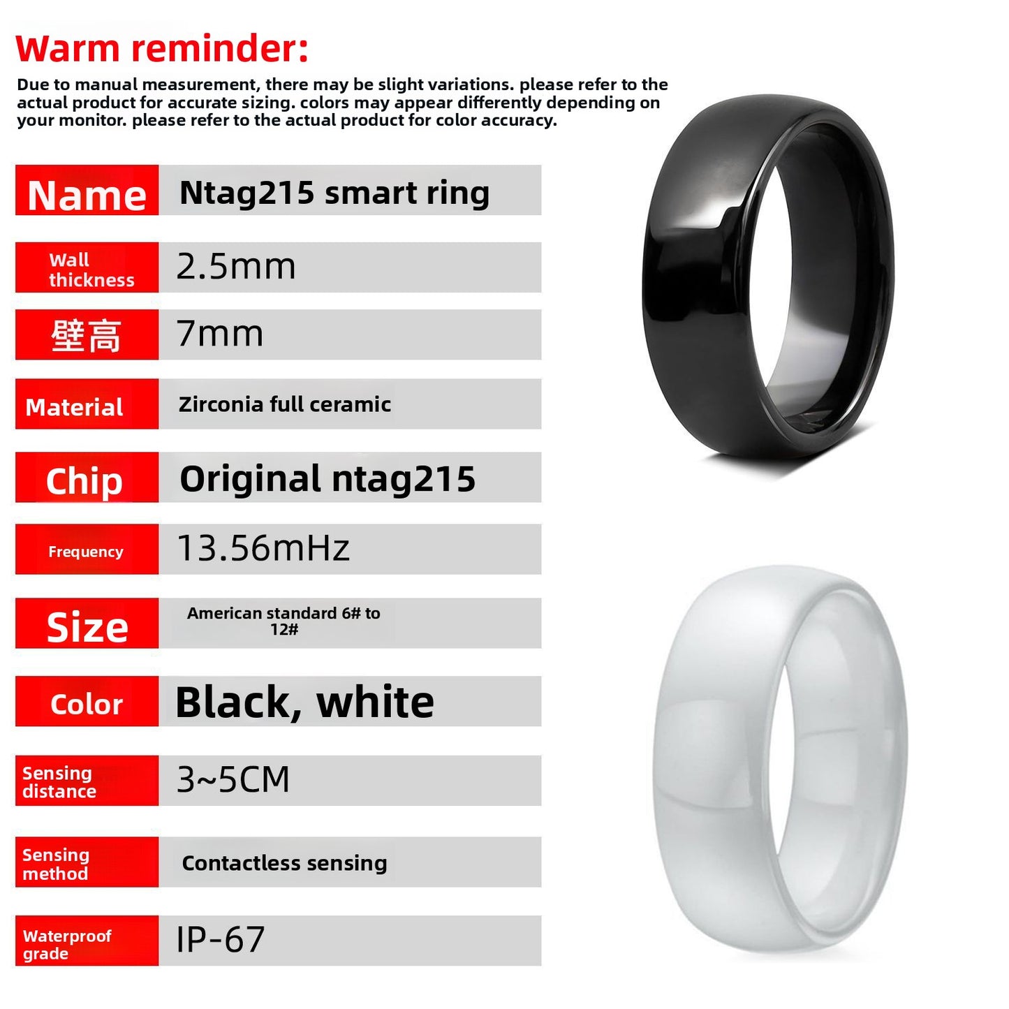 Ceramic NFC Smart Ring