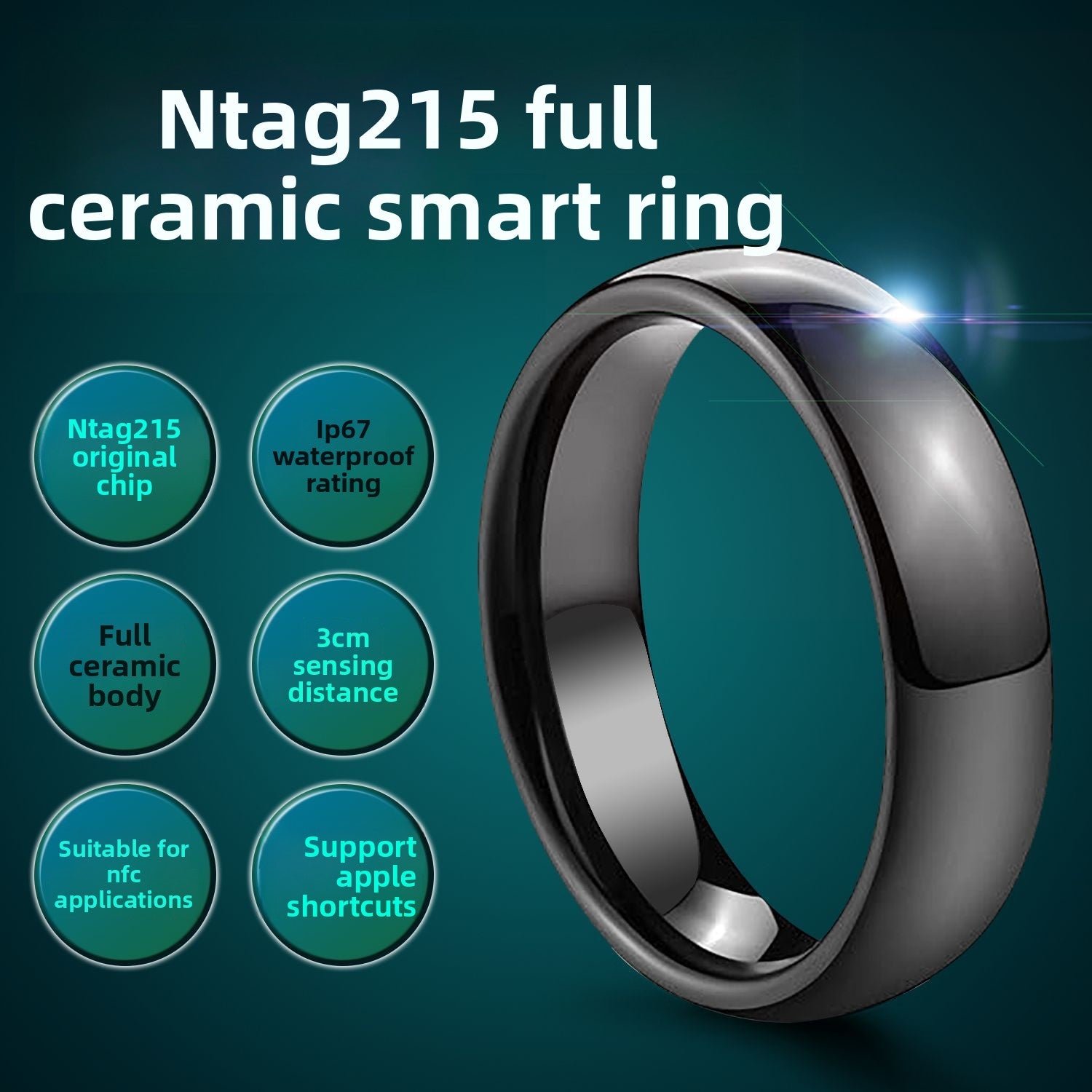 Ceramic NFC Smart Ring