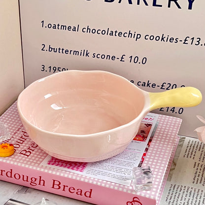 Ceramic Rice Bowl with Underglaze Color and Fruit Pattern