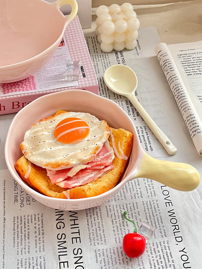 Ceramic Rice Bowl with Underglaze Color and Fruit Pattern