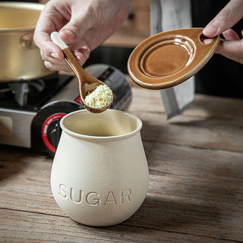 Ceramic Seasoning Jar with Lid and Spoon