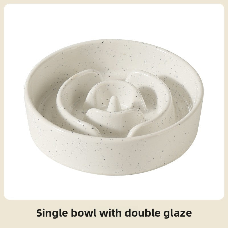 Ceramic Slow Feed Pet Bowl with Non-Slip Base