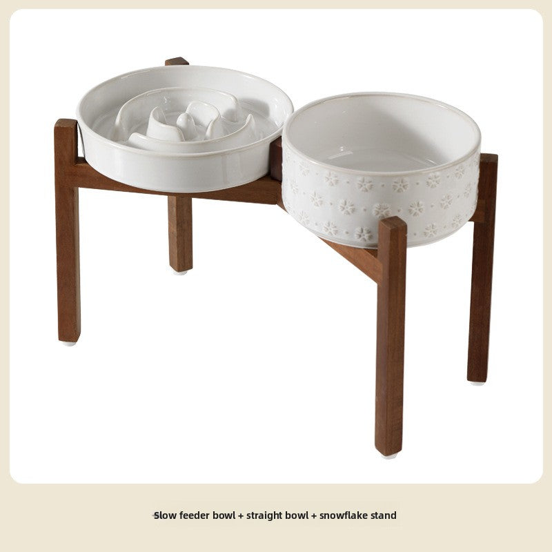 Ceramic Slow Feed Pet Bowl with Non-Slip Base
