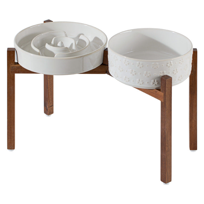 Ceramic Slow Feed Pet Bowl with Non-Slip Base