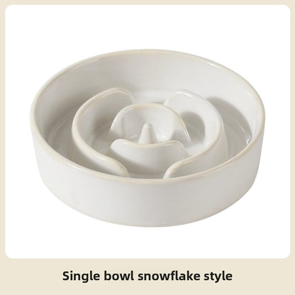 Ceramic Slow Feed Pet Bowl with Non-Slip Base