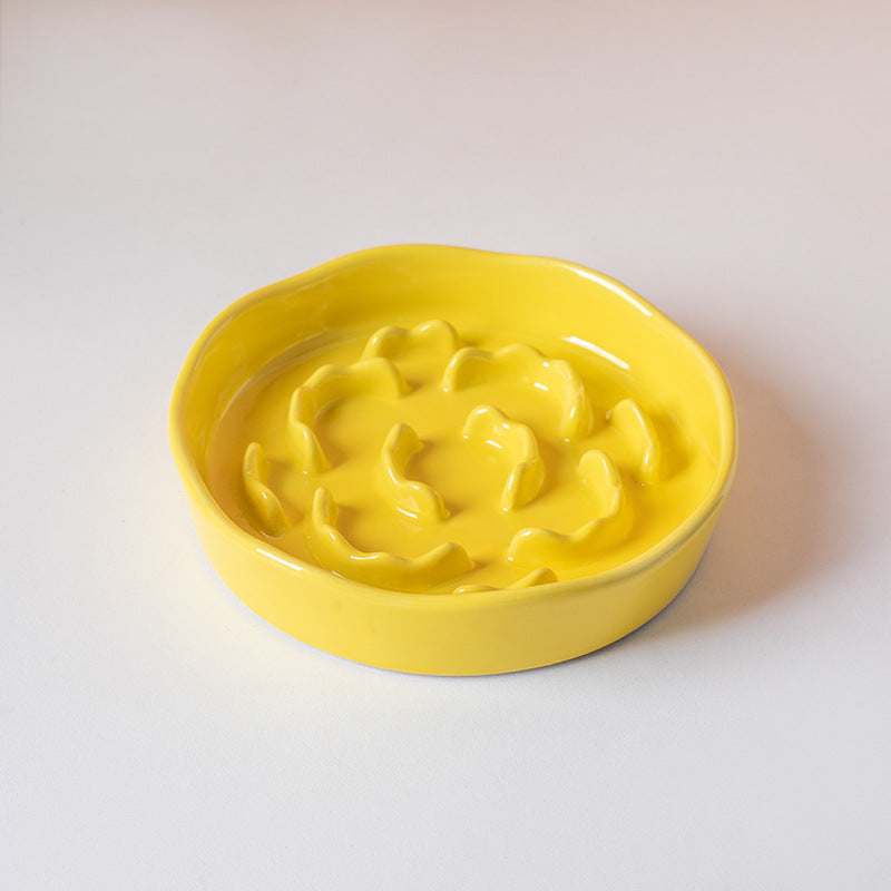 Ceramic Slow Feeder Pet Bowl with Anti-Choke Design