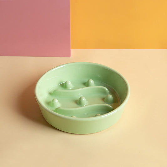 Ceramic Slow Feeder Pet Bowl with Anti-Slip Base