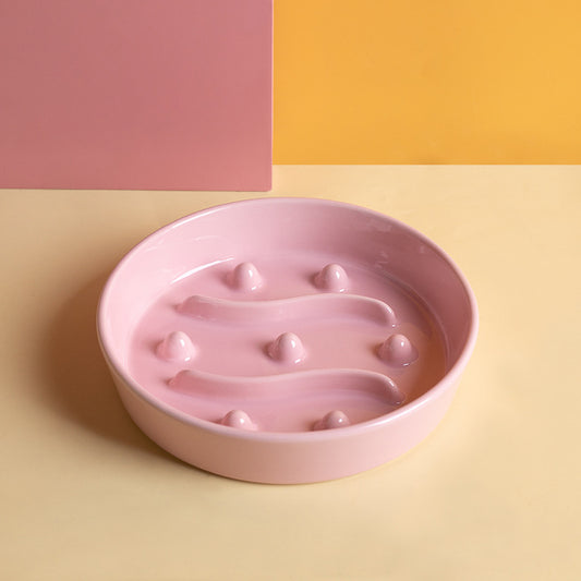 Ceramic Slow Feeder Pet Bowl with Anti-Slip Base