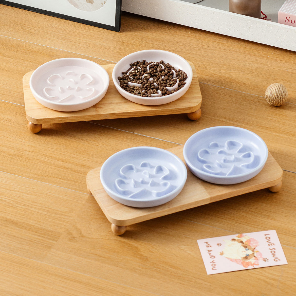 Ceramic Slow Feeder Pet Bowl with Anti-Spill Base
