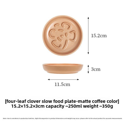 Ceramic Slow Feeder Pet Bowl with Anti-Spill Base