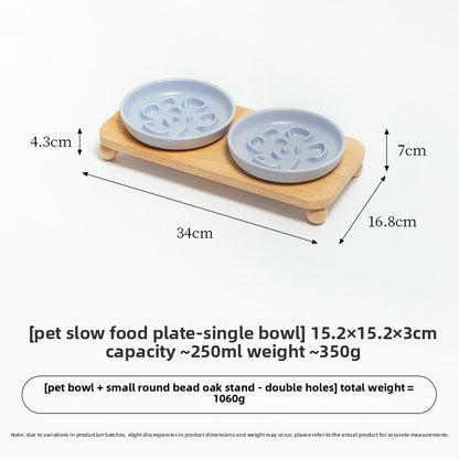 Ceramic Slow Feeder Pet Bowl with Anti-Spill Base