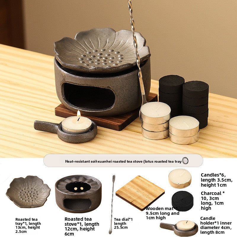 Ceramic tea roasting stove and tea set