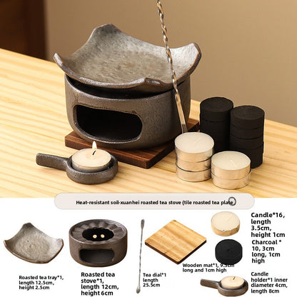 Ceramic tea roasting stove and tea set