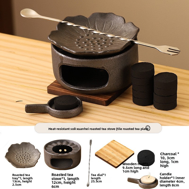 Ceramic tea roasting stove and tea set