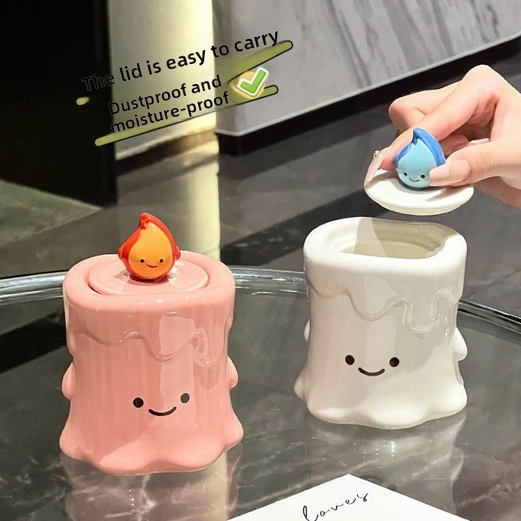 Ceramic Toothpick and Cotton Swab Storage Jar