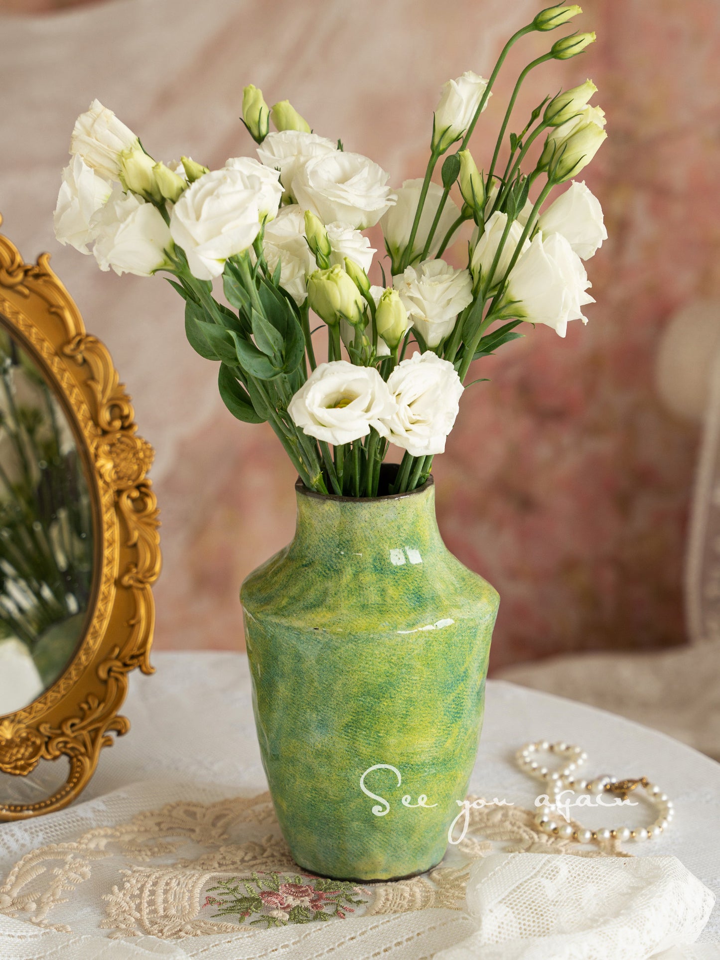 Ceramic Vase French Retro Floral Arrangement Home Decor