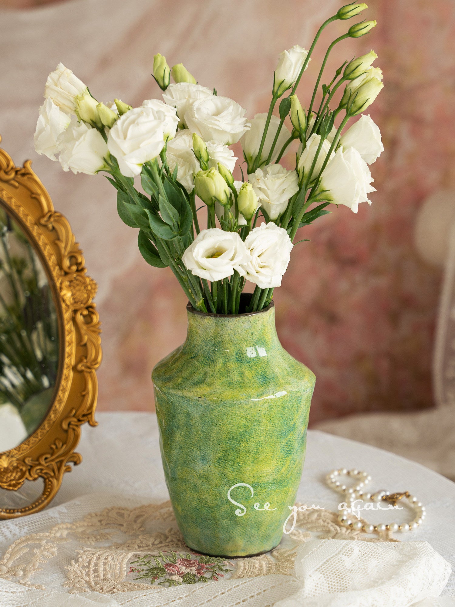 Ceramic Vase French Retro Floral Arrangement Home Decor