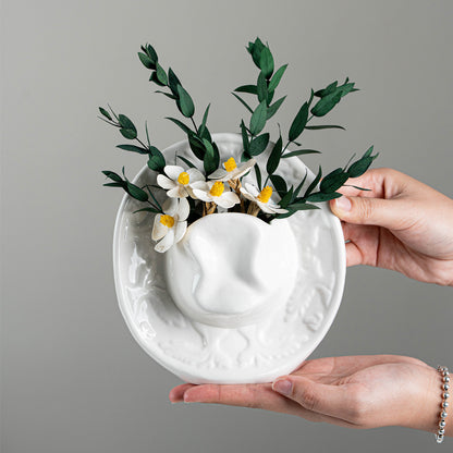 Ceramic Vase Handmade Cowboy Hat Vase