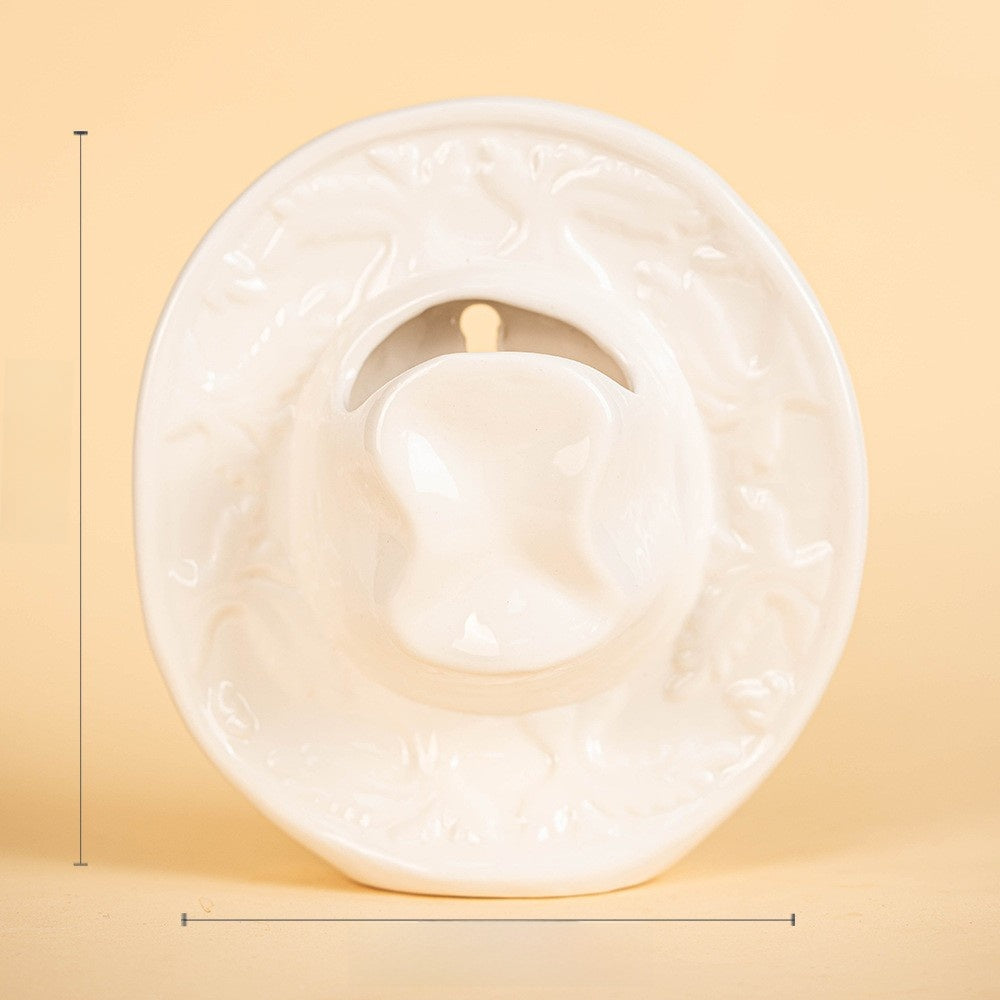 Ceramic Vase Handmade Cowboy Hat Vase
