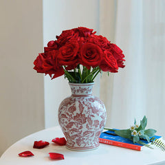 Red big belly vase
