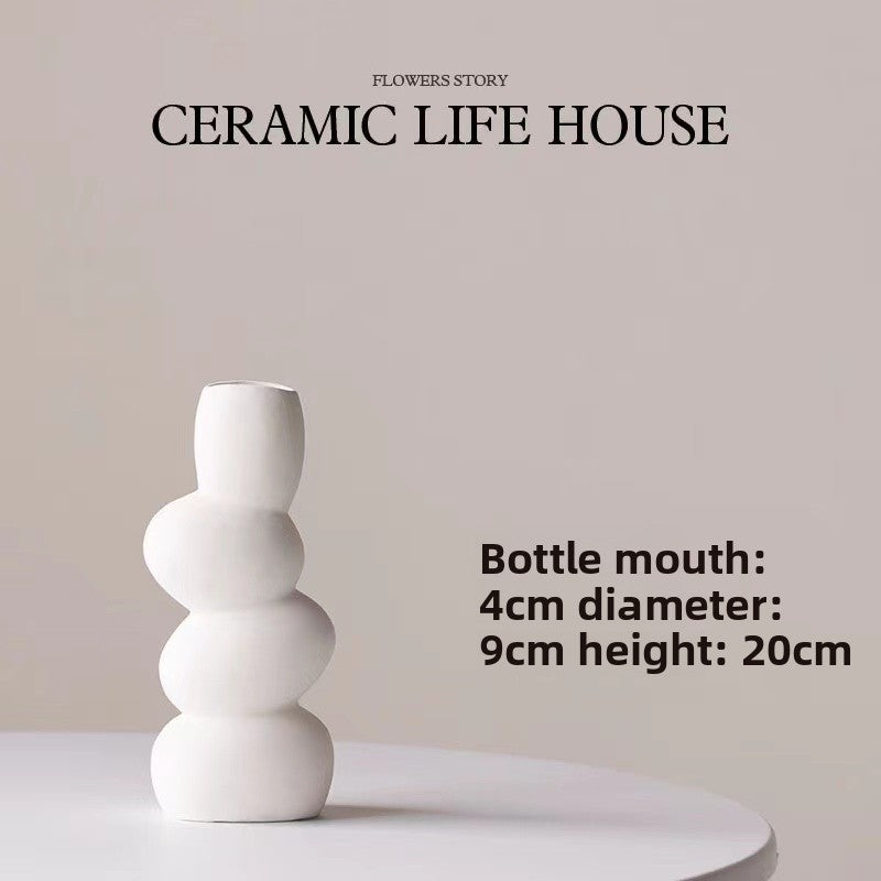 Ceramic Vase Wabi-Sabi Style Home Decoration Flower Vessel