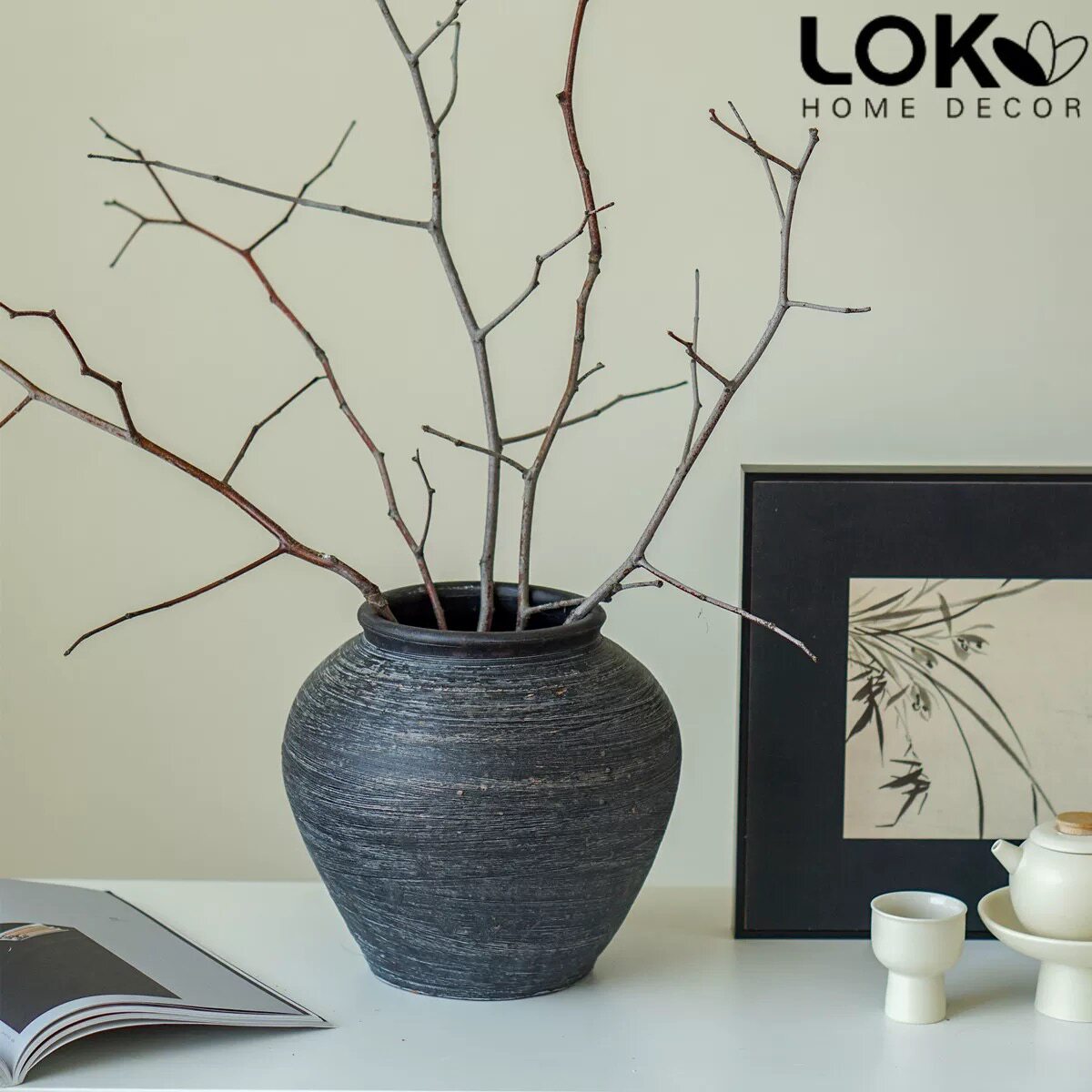 Ceramic Vase Wabi-Sabi Style Home Decoration Flower Vessel