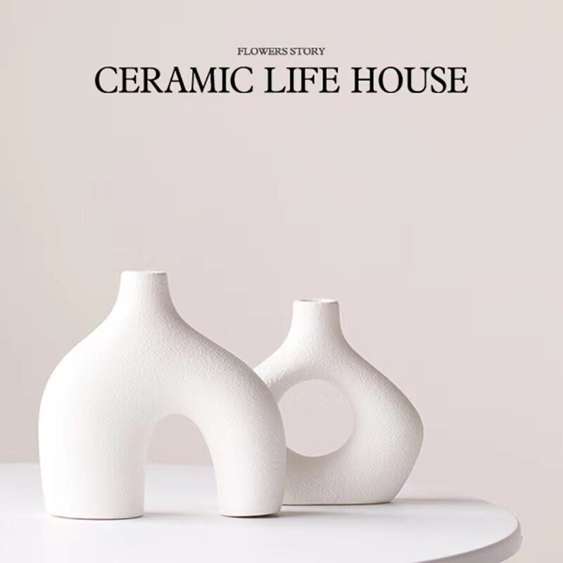 Ceramic Vase Wabi-Sabi Style Home Decoration Flower Vessel