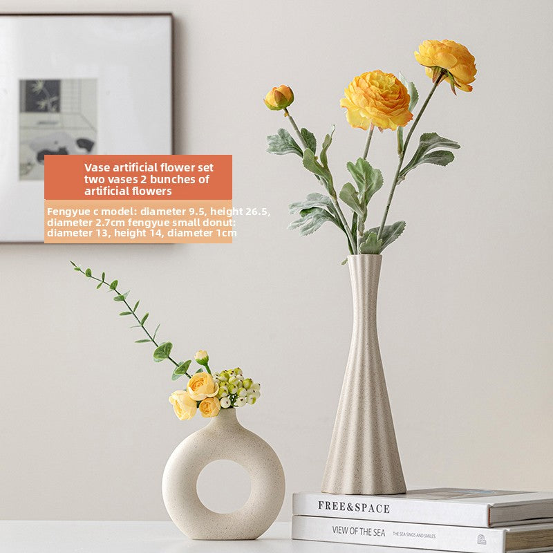 Ceramic Vase with Artificial Flowers for Home Decor