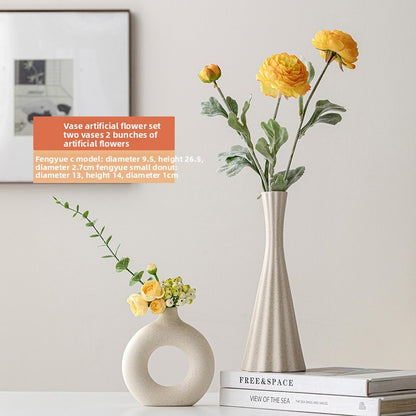 Ceramic Vase with Artificial Flowers for Home Decor