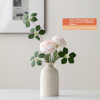 Ceramic Vase with Artificial Flowers for Home Decor