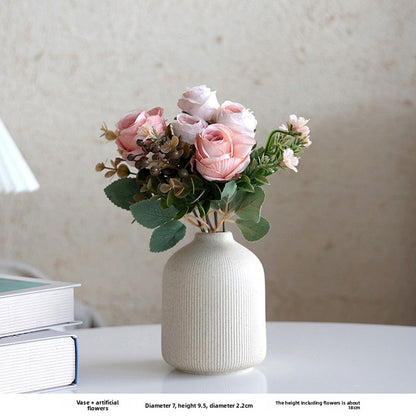 Ceramic Vase with Artificial Flowers for Home Decor