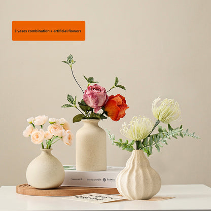 Ceramic Vase with Artificial Flowers for Home Decor