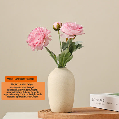 Ceramic Vase with Artificial Flowers for Home Decor