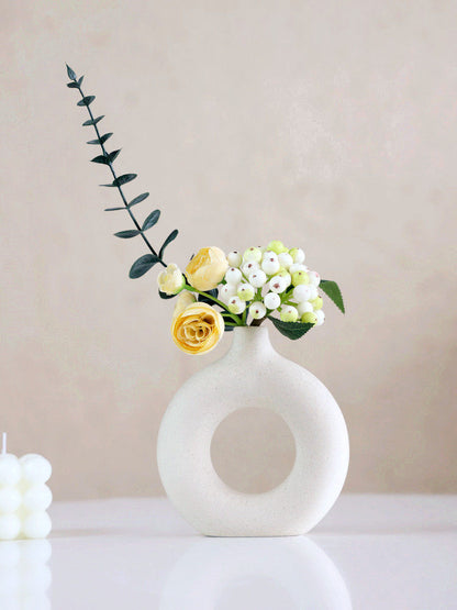 Ceramic Vase with Artificial Flowers for Home Decor