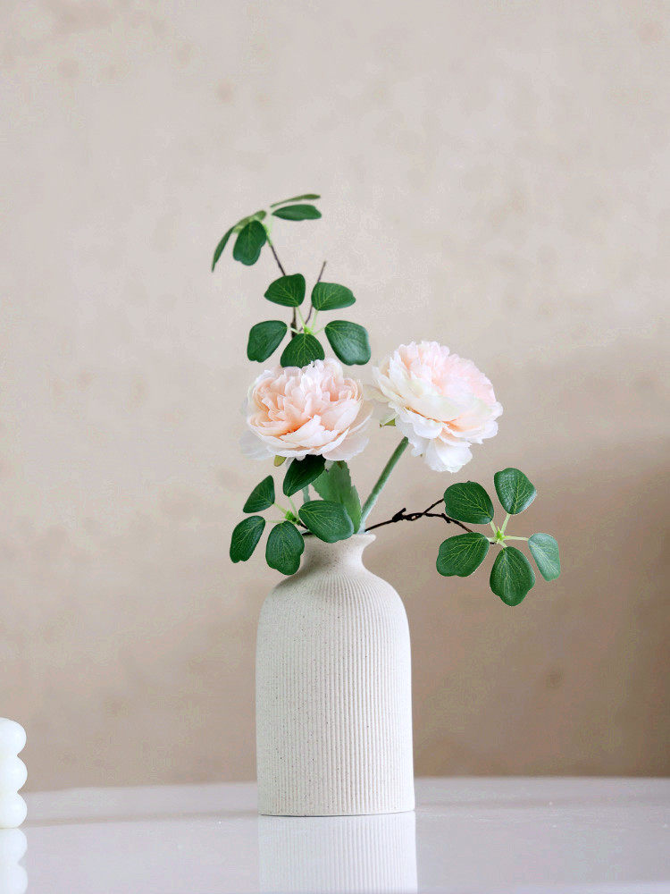 Ceramic Vase with Artificial Flowers for Home Decor