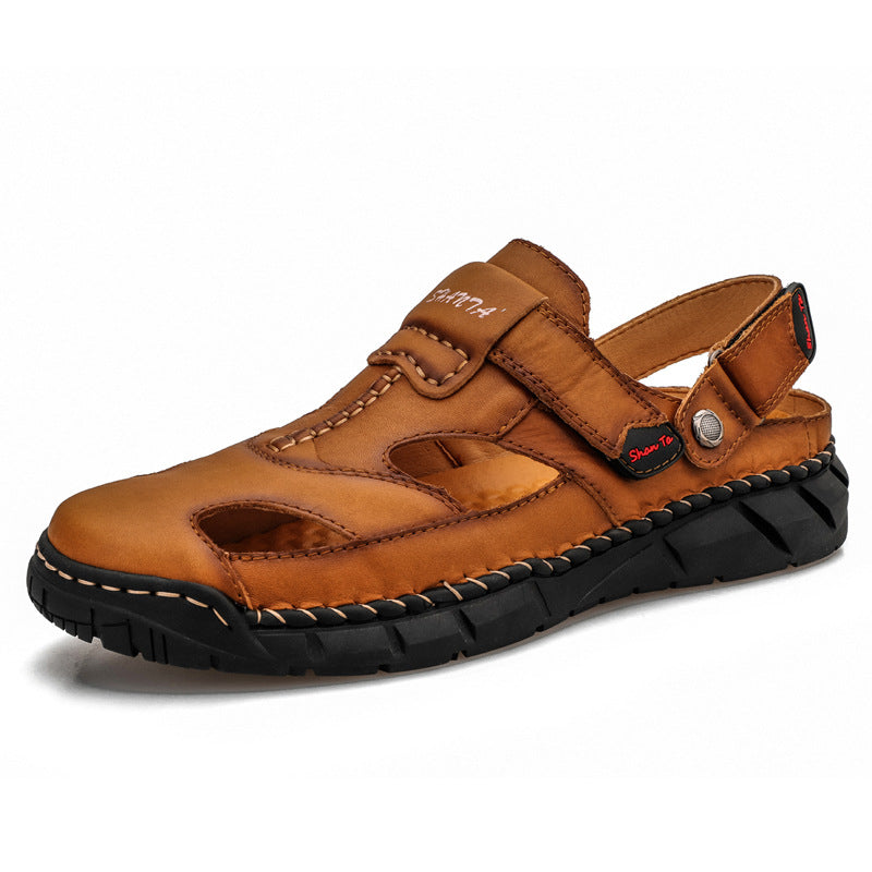 Men’s Trendy Large-Size Sandals With Velcro & Stitched Design