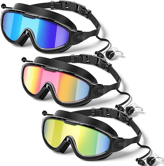 Large Frame Anti Fog Swimming Goggles With Earplugs Uses Now